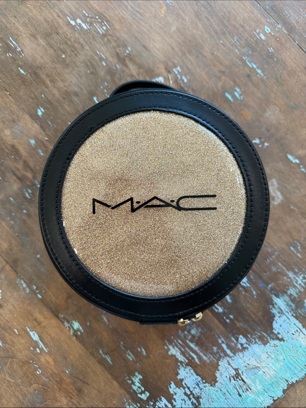 MAC Cosmetics Black and Gold Round Makeup Case